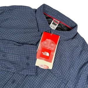 The North Face Mens Syncline Olympic Shirt UPF 30 Deep Water Blue Plaid Large